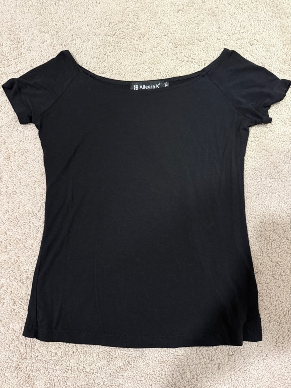 Allegra K Black Scoop Neck Short Sleeve Tee